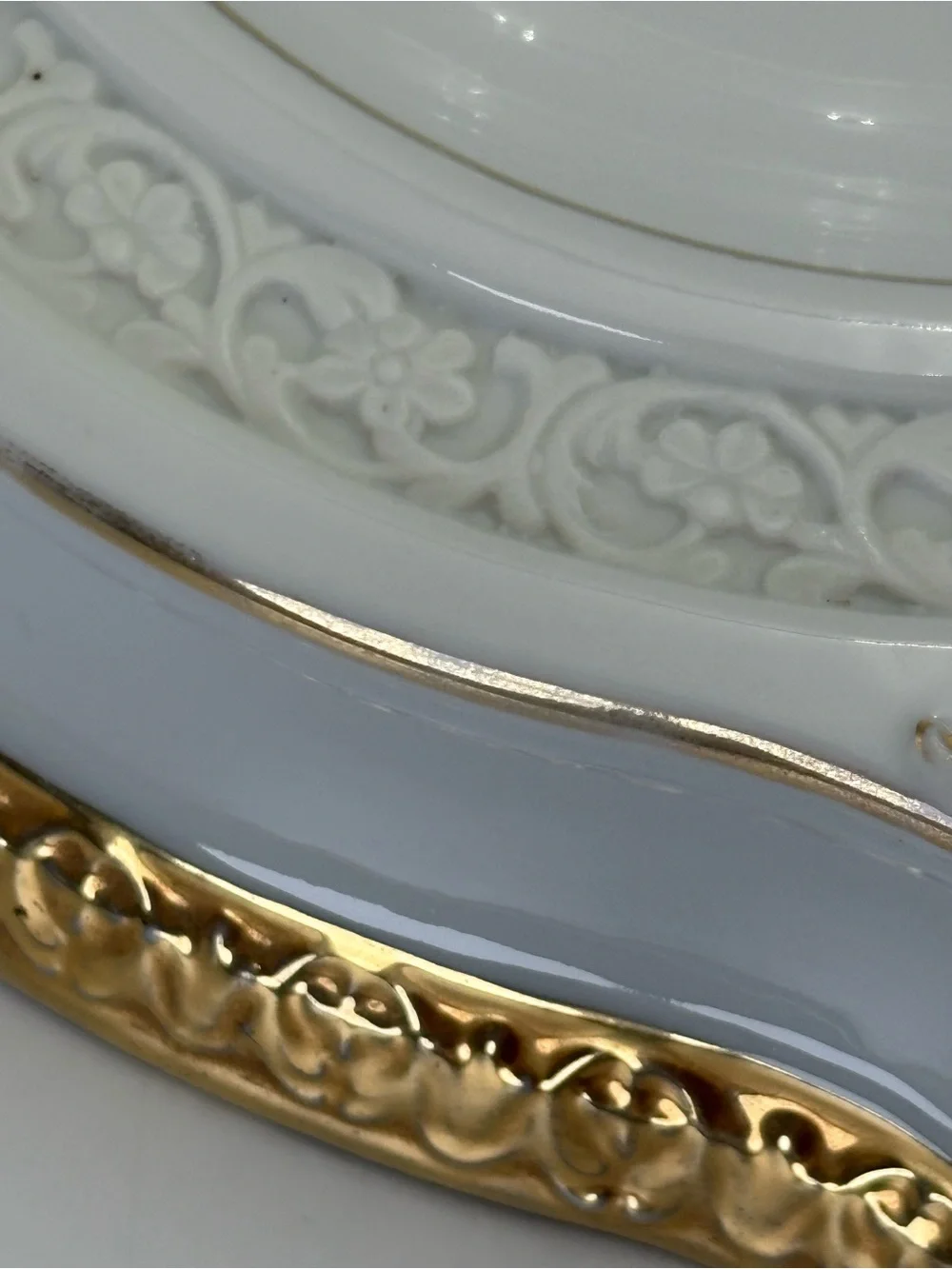 Vintage Gilded Porcelain Bonbonnier or Trinket Dish- Hollywood Regency Style